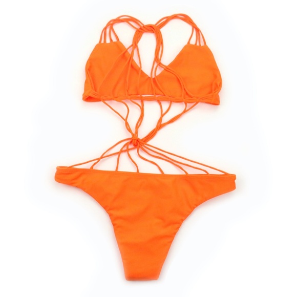 MIKOH Seychelles Bright Orange Bikini NEW! RARE! - Picture 3 of 5